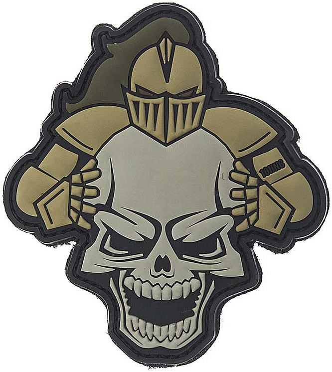 3D PVC Nášivka/Patch Knight & Skull - grey/sand