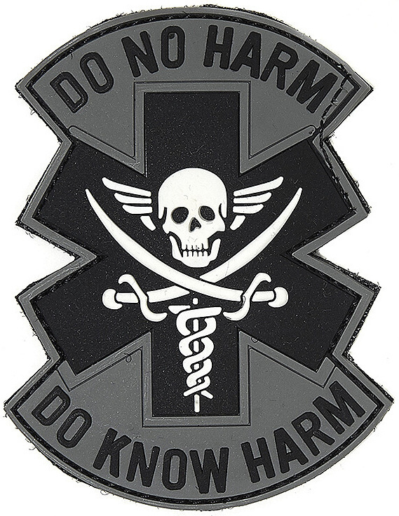 3D PVC Nášivka/Patch Do no harm Do know harm - grey/black