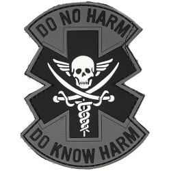 3D PVC Nášivka/Patch Do no harm Do know harm - grey/black