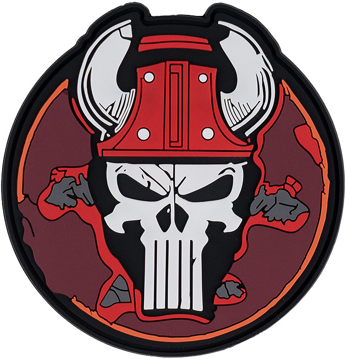 3D PVC Nášivka/Patch Punish skull bull - color