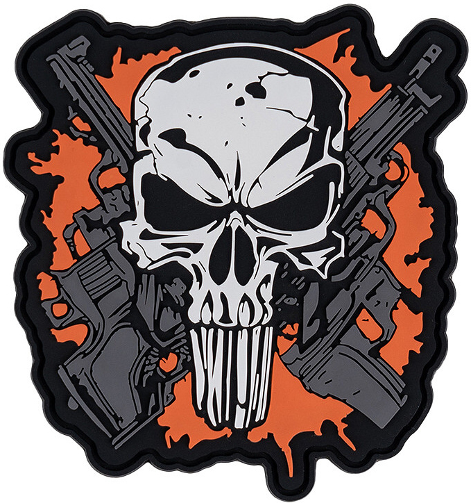 3D PVC Nášivka/Patch Punish skull crossed guns - color