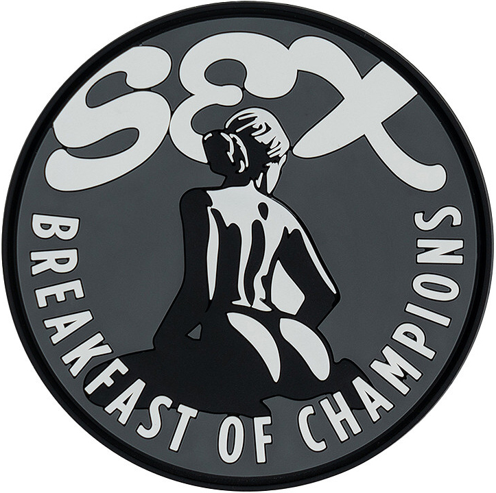 3D PVC Nášivka/Patch Sex Breakfast of champions - grey/black