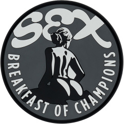 3D PVC Nášivka/Patch Sex Breakfast of champions - grey/black