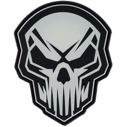 3D PVC Nášivka/Patch Angry skull glow in the dark - grey/black