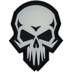 3D PVC Nášivka/Patch Psycho skull glow in the dark - grey/black