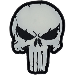 3D PVC Nášivka/Patch Punish skull glow in the dark - grey/black
