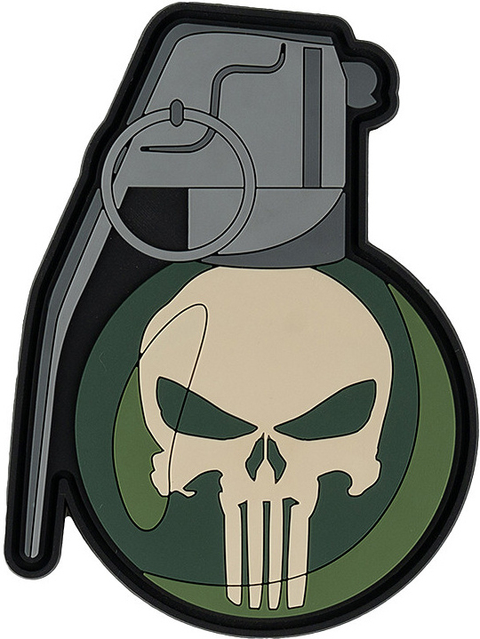 3D PVC Nášivka/Patch Handgrenade punish skull - color