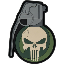 3D PVC Nášivka/Patch Handgrenade punish skull - color