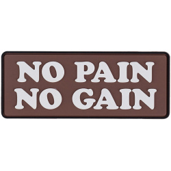 3D PVC Nášivka/Patch No pain No Gain - brown/white (#10003)