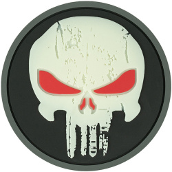 3D PVC Nášivka/Patch Embleem Punisher red eyes glow in the dark - color (#8001)