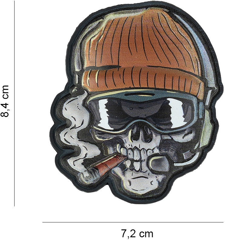 3D UV PVC  Nášivka/Patch Skull Beanie warrior - color (#8045)