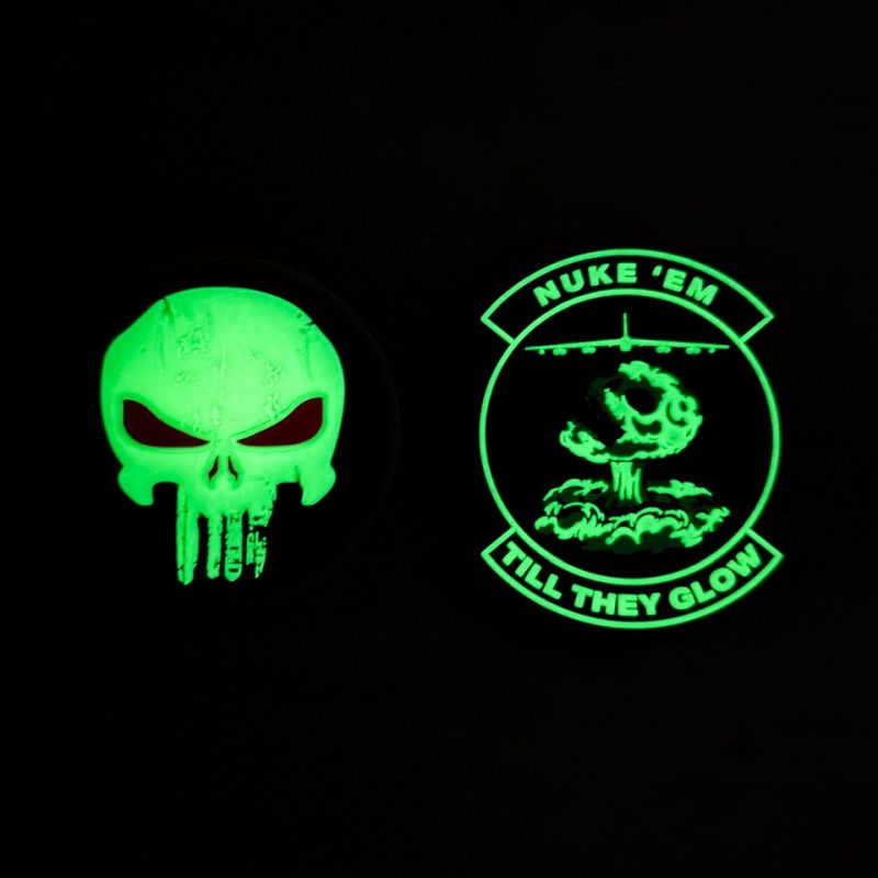 3D PVC Nášivka/Patch Embleem Punisher red eyes glow in the dark - color (#8001)