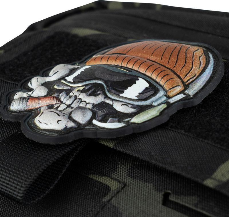 3D UV PVC  Nášivka/Patch Skull Beanie warrior - color (#8045)
