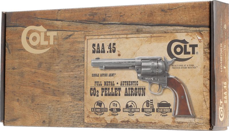 UMAREX Vzduchový revolver CO2 SAA .45 5.5'' antique, kal. 4,5mm diab. (5.8320)
