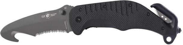 ESP Zatvárací nôž záchranársky RK-02, s kombinovaným ostrím a háčikom - black