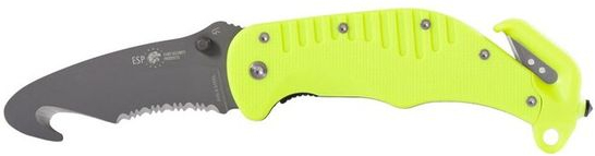 ESP Zatvárací nôž záchranársky RKY-02, s kombinovaným ostrím a háčikom - yellow
