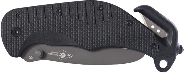 ESP Zatvárací nôž záchranársky RK-02, s kombinovaným ostrím a háčikom - black