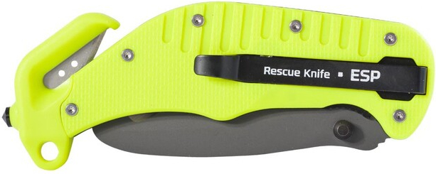 ESP Zatvárací nôž záchranársky RKY-02, s kombinovaným ostrím a háčikom - yellow