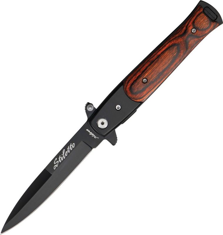 TAC FORCE Zatvárací nôž Linerlock A/O - black / brown wood onlay (TF428WB)