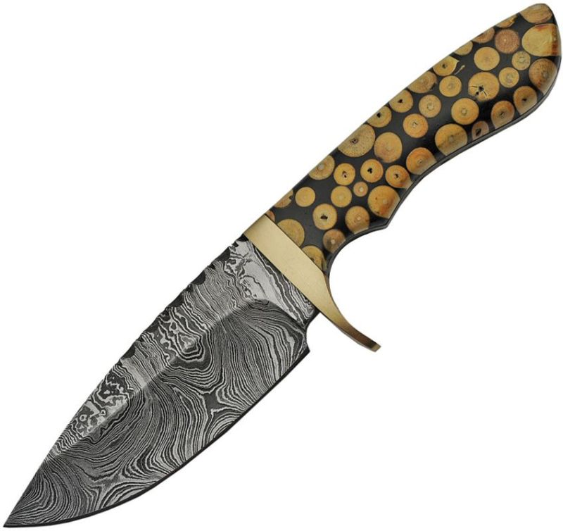 DAMASCUS Nôž s pevnou čepeľou Fixed Blade Knotted Wood (DM1210)