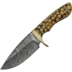 DAMASCUS Nôž s pevnou čepeľou Fixed Blade Knotted Wood (DM1210)