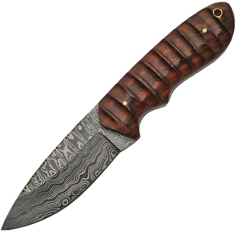 DAMASCUS Nôž s pevnou čepeľou Hunter Grooved Rosewood - wood (DM1141)