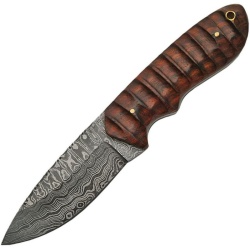 DAMASCUS Nôž s pevnou čepeľou Hunter Grooved Rosewood - wood (DM1141)