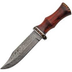 DAMASCUS Nôž s pevnou čepeľou Bowie Rosewood - wood (DM1170)