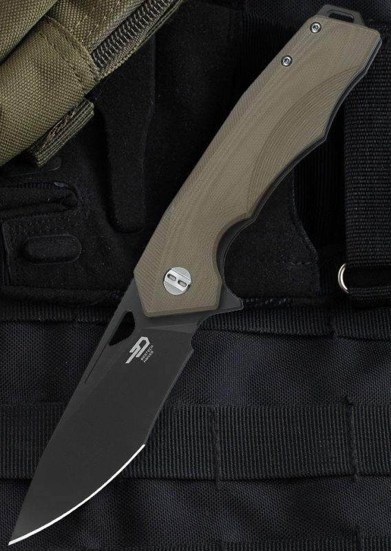 BESTECH Zatvárací nôž TOUCAN LinerLock Grey PVD - beige (BG14C-2)