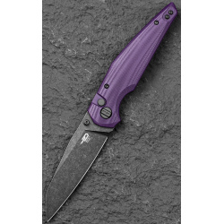 BESTECH Zatvárací nôž SNAKEBIRD ButtonLock Black SW - purple (BG58E)