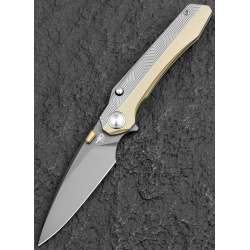 BESTECH Zatvárací nôž WET NELLIE ButtonFrameLock Grey PVD - bead blasted bronze (BT2505D)