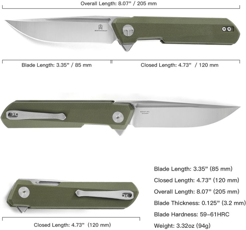 BESTECH Zatvárací nôž DUNDEE LinerLock - green (BMK01B)