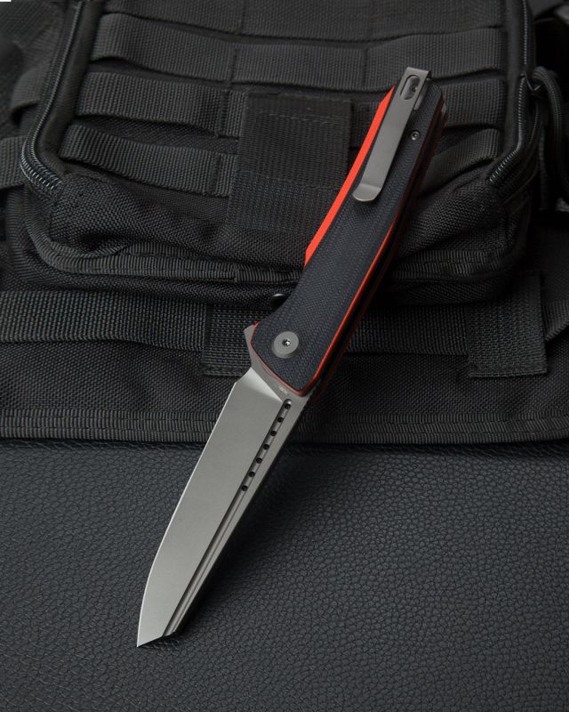 BESTECH Zatvárací nôž SLYTHER LinerLock Grey PVD - black / red (BG51C)