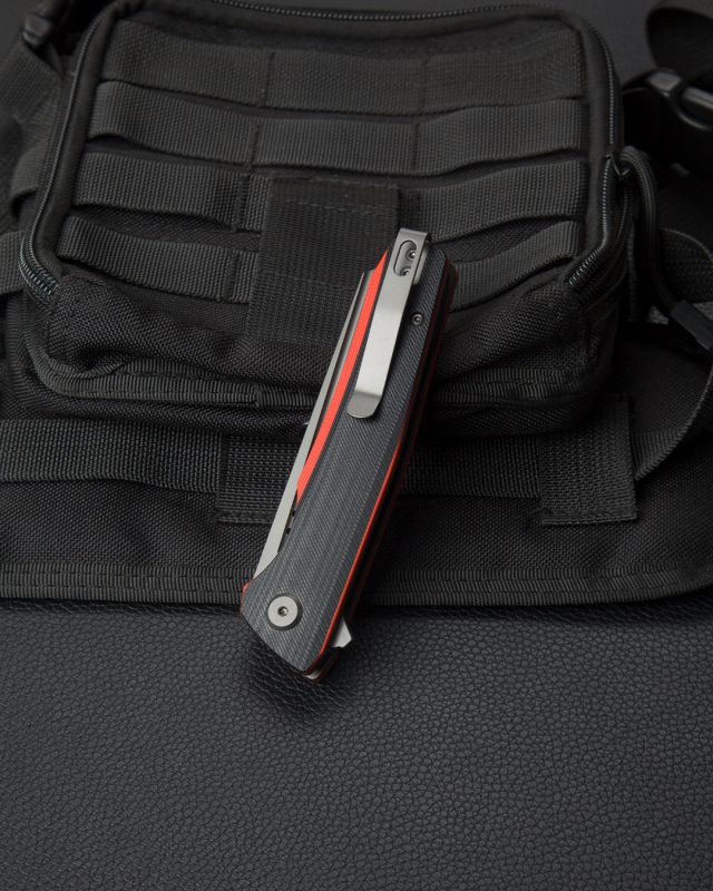 BESTECH Zatvárací nôž SLYTHER LinerLock Grey PVD - black / red (BG51C)