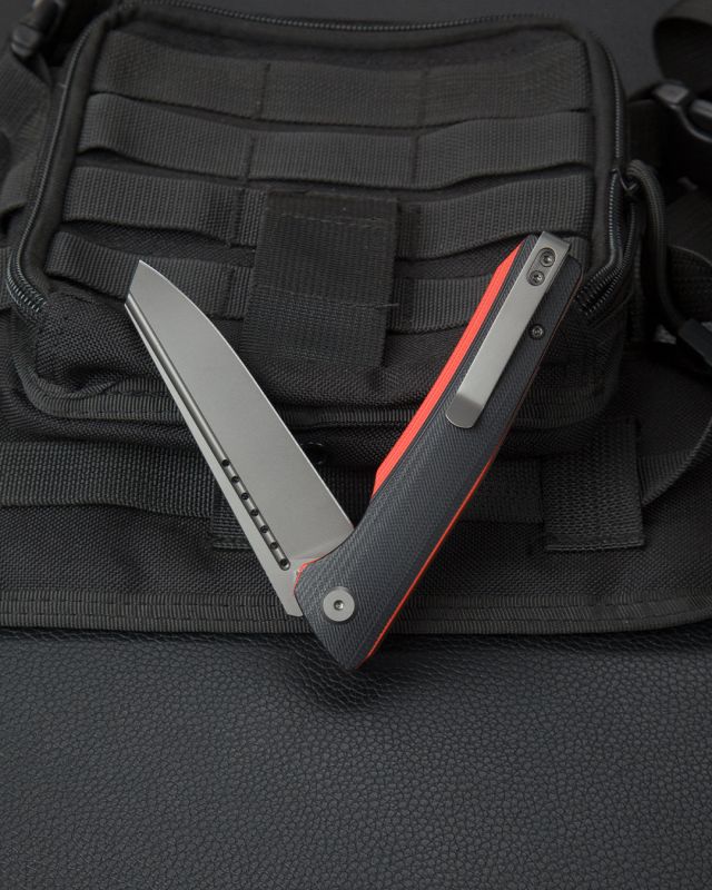 BESTECH Zatvárací nôž SLYTHER LinerLock Grey PVD - black / red (BG51C)