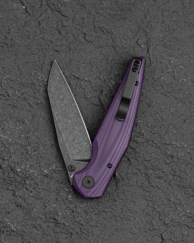 BESTECH Zatvárací nôž SNAKEBIRD ButtonLock Black SW - purple (BG58E)