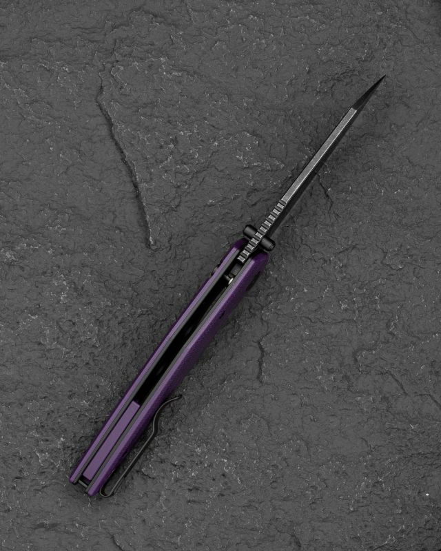 BESTECH Zatvárací nôž SNAKEBIRD ButtonLock Black SW - purple (BG58E)