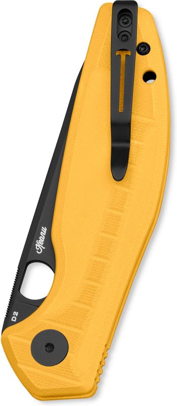 BESTECH Zatvárací nôž ANGRY OWL ButtonLinerLock Black PVD - yellow (BMK12A-2)