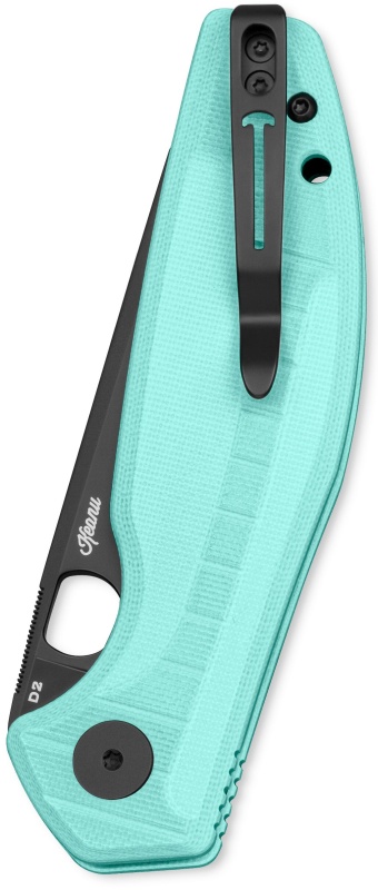 BESTECH Zatvárací nôž ANGRY OWL ButtonLinerLock Black PVD - aqua (BMK12B-2)