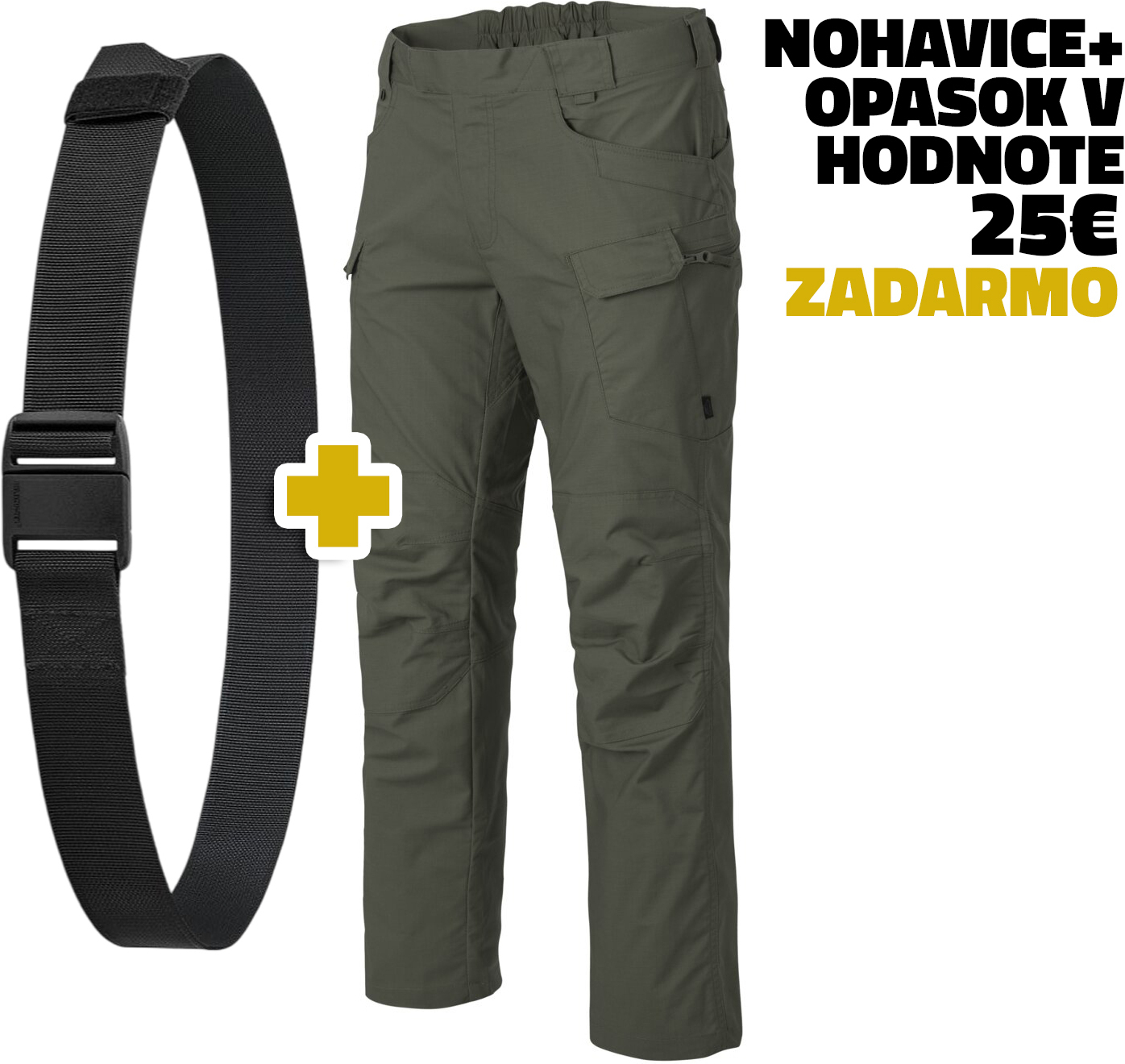 HELIKON Dlhé nohavice UTP PolyCotton Stretch RipStop + opasok EDC Magnetic belt  - taiga green (SP-UTL-SP-09)