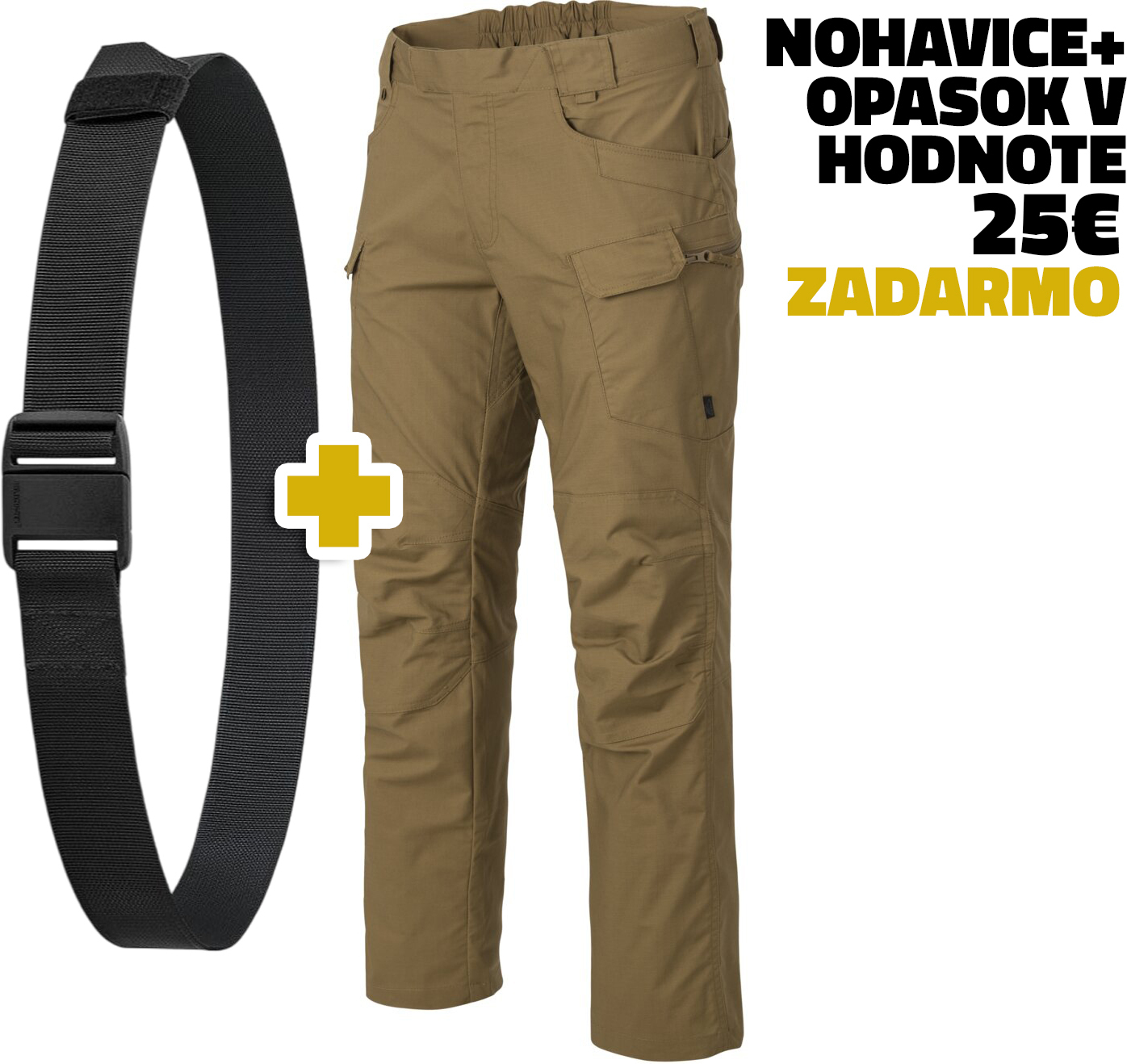 HELIKON Dlhé nohavice UTP PolyCotton Stretch RipStop + opasok EDC Magnetic belt  - coyote (SP-UTL-SP-11)